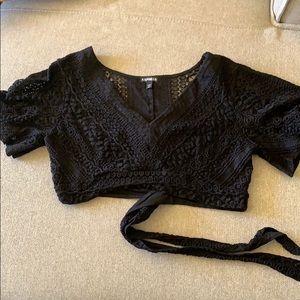 Express crop tie lace shirt